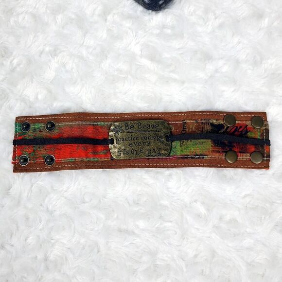 Be Brave Boho Snap Cuff Bracelet Rustic Orange - Picture 4 of 7